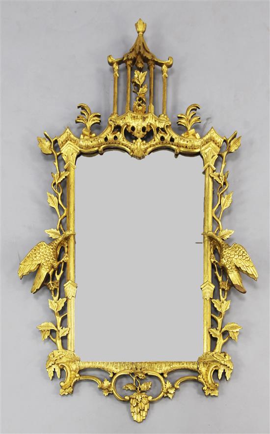 A Chinese Chippendale style carved giltwood wall mirror, 3ft 6in. x 2ft 1in.